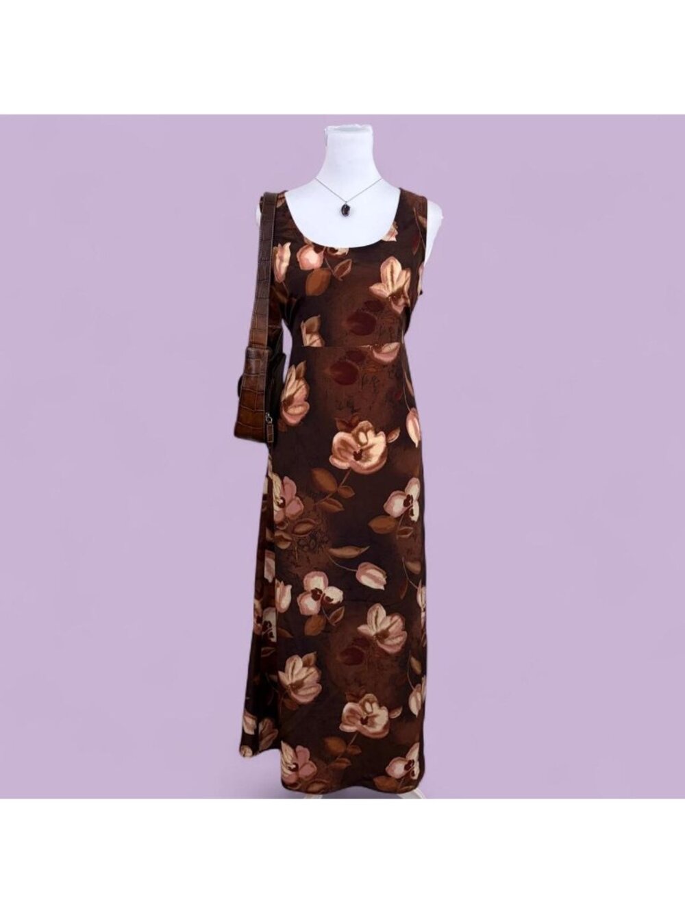 90s brown floral whimsygoth maxi dress